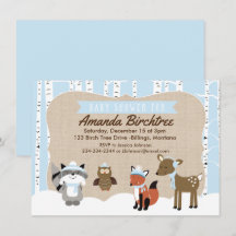 Invitación de Baby Shower a los animales de Woodla