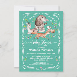 Invitación de Baby Shower a los animales del bosqu