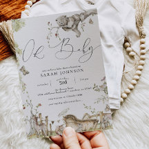Invitación de Baby Shower a los animales del bosqu
