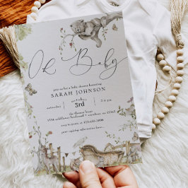 Invitación de Baby Shower a los animales del bosqu