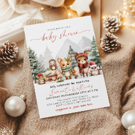 Invitación de Baby Shower a los animales del bosqu