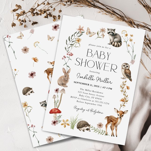 Invitación de Baby Shower a los animales del bosqu (Subido por el creador)