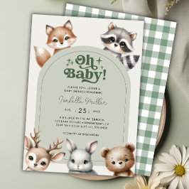 Invitación de Baby Shower a los animales del bosqu