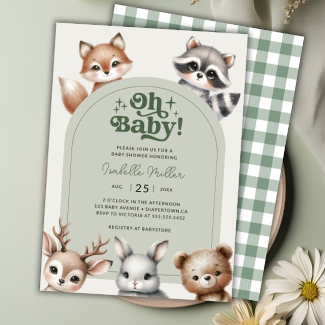 Invitación de Baby Shower a los animales del bosqu (Woodland Forest Animals Baby Shower Invitation)