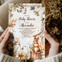 Invitación de Baby Shower a los animales del bosqu