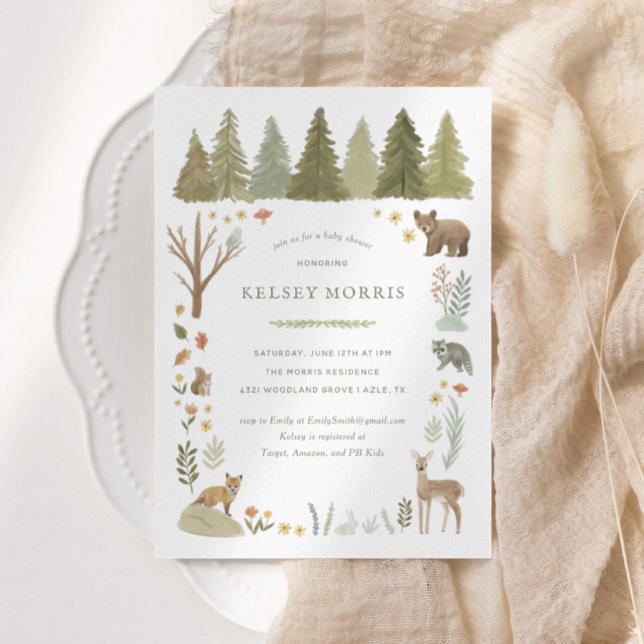 Invitación de Baby Shower a los animales del bosqu (Subido por el creador)