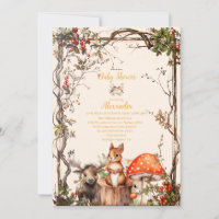 Invitación de Baby Shower a los animales del bosqu