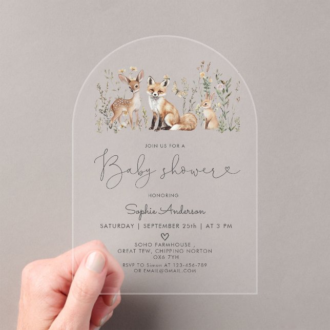 Invitación de Baby Shower a los animales del bosqu (Insitu (portátil))