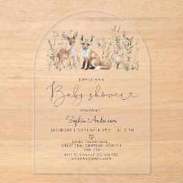 Invitación de Baby Shower a los animales del bosqu