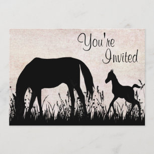 Invitación de Baby Shower a los caballos Mare y Fo