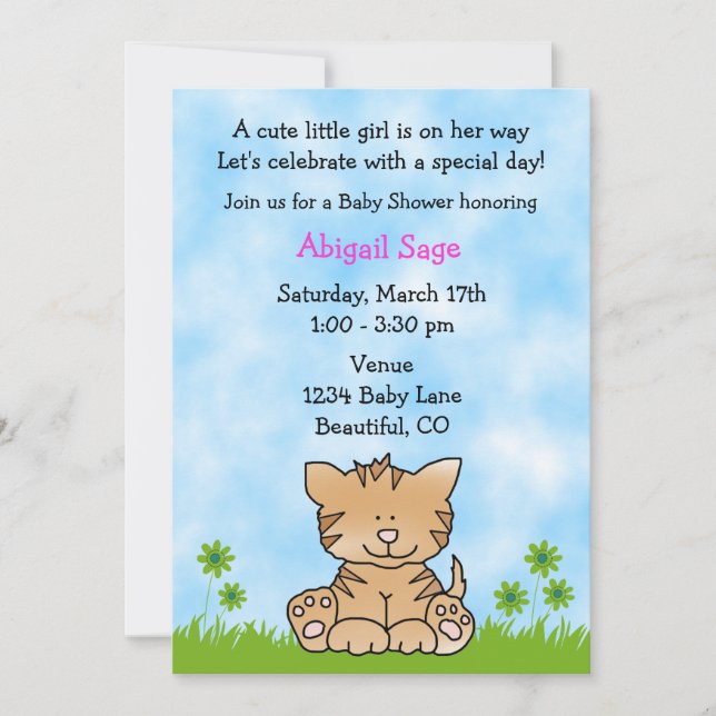 Invitación de Baby Shower a los Chicas de Kitten (Anverso)