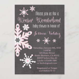 Invitación de Baby Shower a los copos de nieve ros