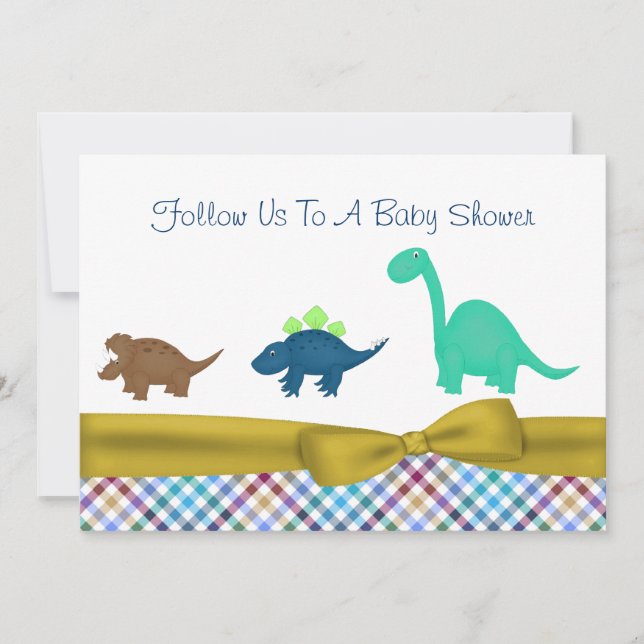 Invitación de Baby Shower a los dinosaurios (Anverso)