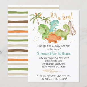 Invitación de Baby Shower a los dinosaurios jurási