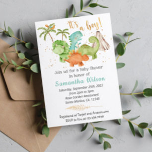 Invitación de Baby Shower a los dinosaurios jurási