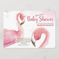 Invitación de Baby Shower a los flamencos rosados