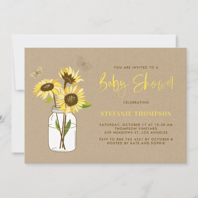 Invitación de Baby Shower a los girasoles rusos de (Anverso)