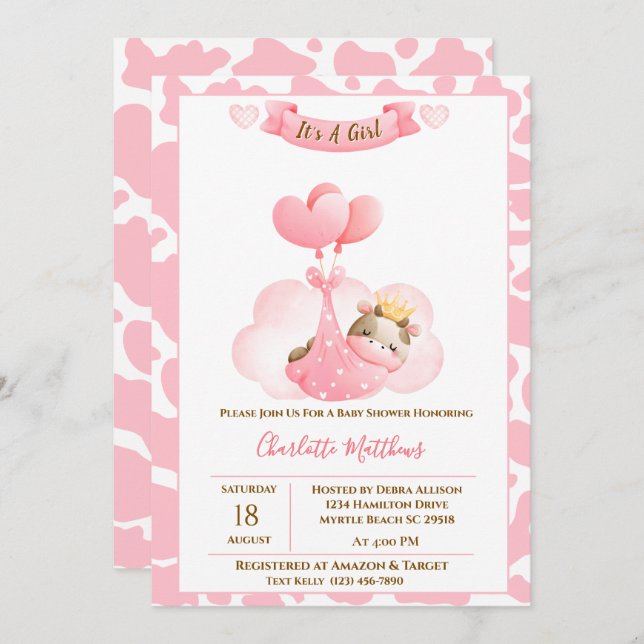 Invitación de Baby Shower a los globos de la nube  (Anverso / Reverso)