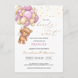 Invitación de Baby Shower a los globos rosados de