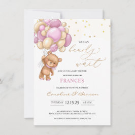 Invitación de Baby Shower a los globos rosados de