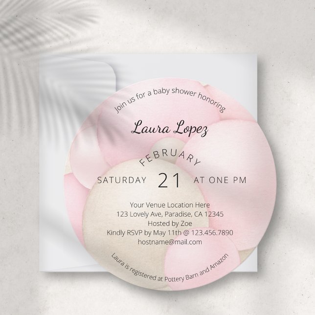 Invitación de Baby Shower a los globos rosados mod (Subido por el creador)