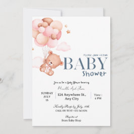 Invitación de Baby Shower A Los Globos Voladores