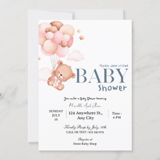 Invitación de Baby Shower A Los Globos Voladores