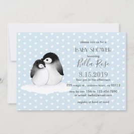 Invitación de Baby Shower a los pingüinos grises a