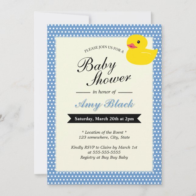 Invitación de Baby Shower a los puntos de polka de (Anverso)