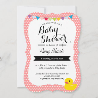 Invitación de Baby Shower a los puntos de polka de