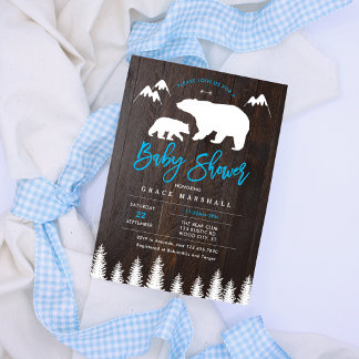Invitación de Baby Shower a mamá y bebé rusticos