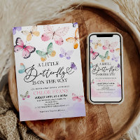 Invitación de Baby Shower a mariposas coloridas