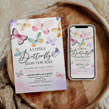 Invitación de Baby Shower a mariposas coloridas