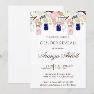 Invitación de Baby Shower a Mason Jars para revela