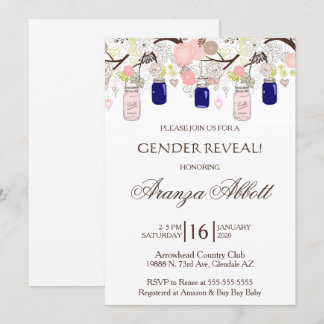 Invitación de Baby Shower a Mason Jars para revela