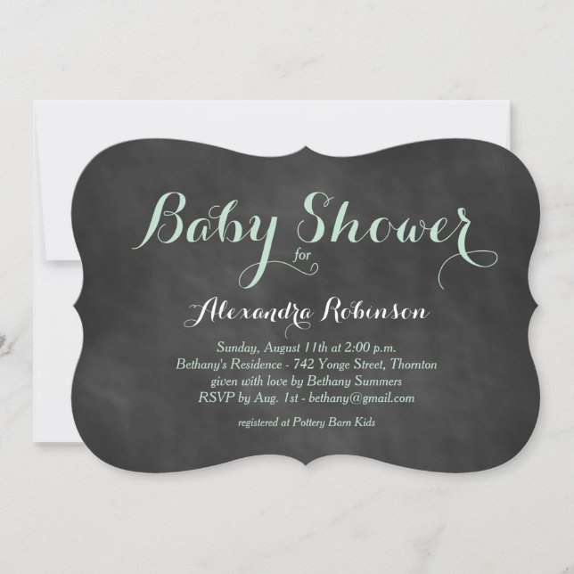 Invitación de Baby Shower a McAfee Green (Anverso)