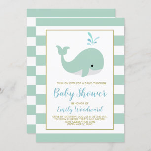 Invitación de Baby Shower a Mint Green Whale Drive