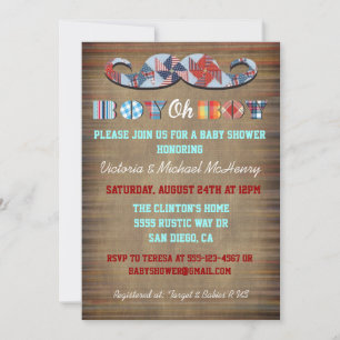 Invitación de Baby Shower a Mustache Baby Boy vest