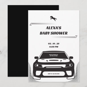 Invitación de Baby Shower a Mustang Car en blanco 