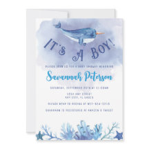 Invitación de Baby Shower a Narwhal Under the Sea