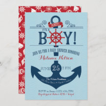 Invitación de Baby Shower a Nautical Anchor Beach