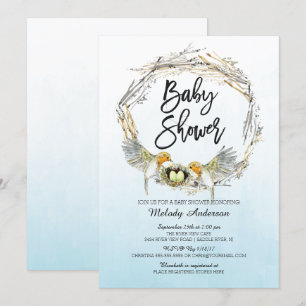Invitación de Baby Shower a nest Twins acuarela