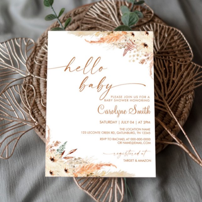 Invitación de Baby Shower a Pampas Grass Boho (Subido por el creador)