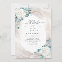 Invitación de Baby Shower a Pampas Grass Flowers W