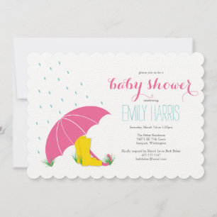 Invitación de Baby Shower a Paraguas y Boots