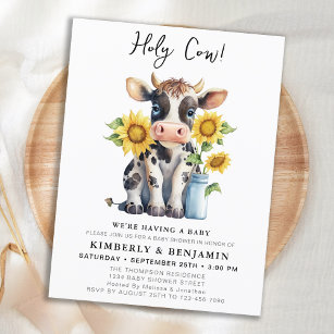 Invitación de Baby Shower a Parejas de Cow Cow Sun