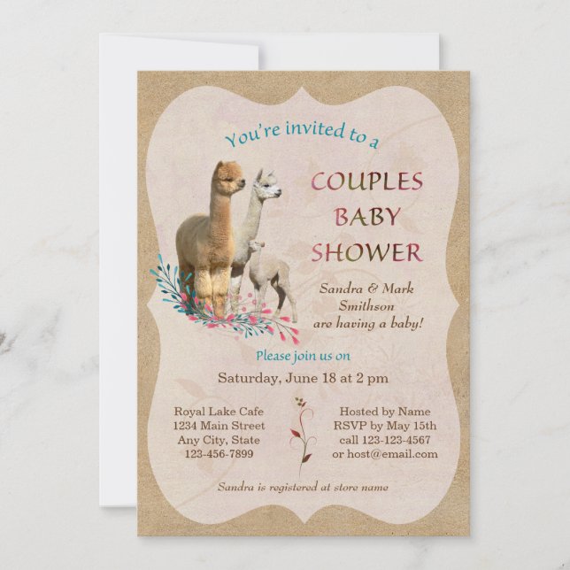 Invitación de Baby Shower a Parejas Familiares Cut (Anverso)