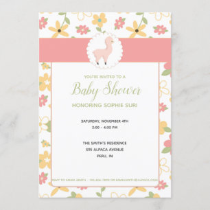 Invitación de Baby Shower a pequeña llamada rosada