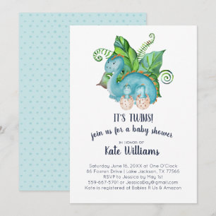 Invitación de Baby Shower a pequeños dinosaurios g