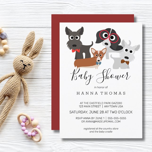 Invitación de Baby Shower a perros con dibujos ani (dog theme baby shower
)